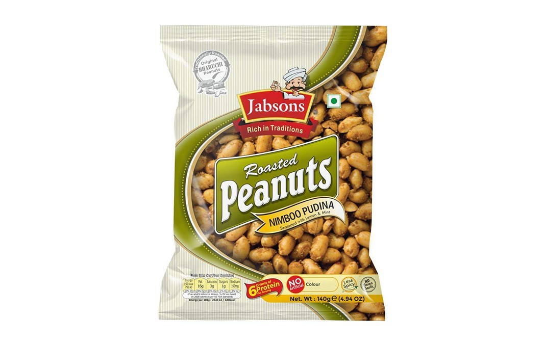 Jabsons Roasted Peanuts Nimboo Pudina    Pack  140 grams